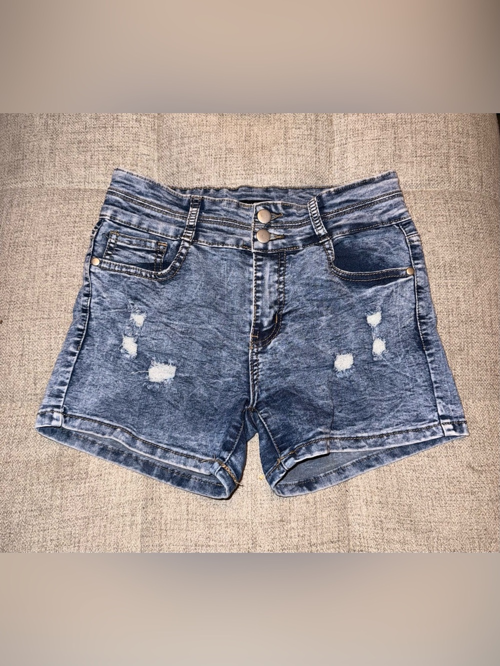 Nova Kids Girls Distressed Acid Wash Denim Shorts Size 16